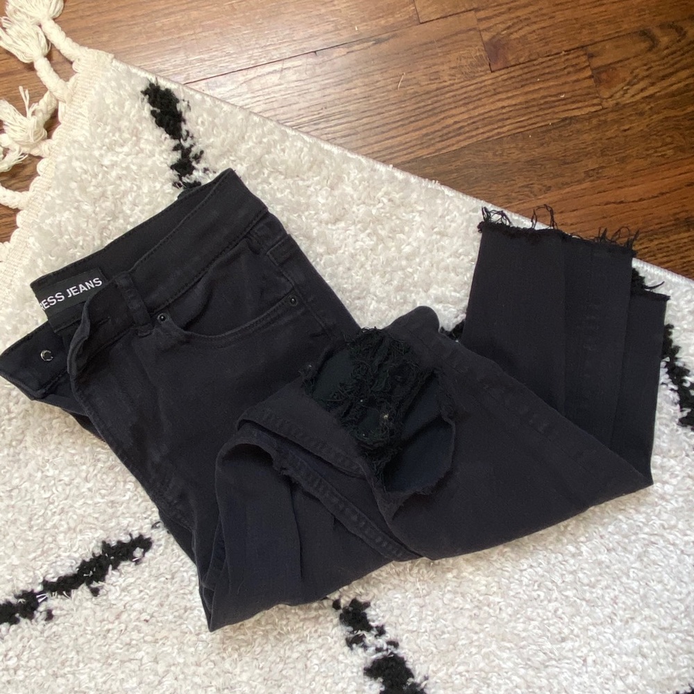 High waisted express jeans with holes